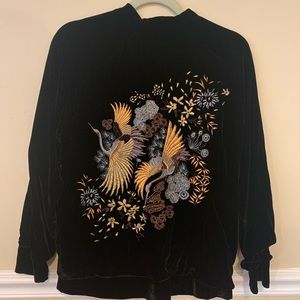 MANGO velvet embroidered bomber jacket